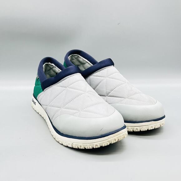 LL Bean Shoes Mens 11 Gray Green Quilted Nylon Slip On House Slippers Comfort main image 5